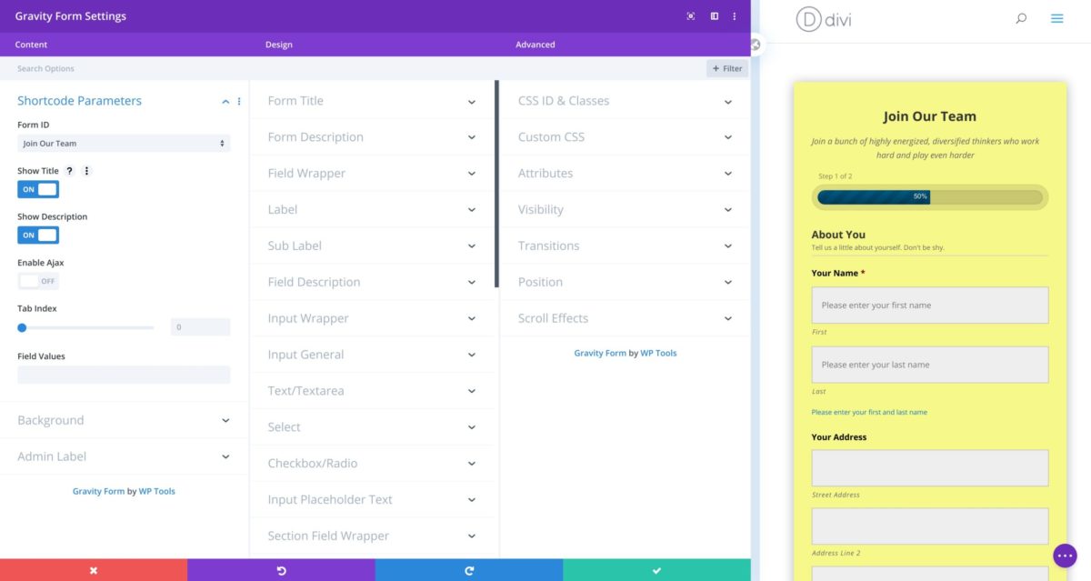 Divi Module - Style forms with Divi Visual Builder - Gravity Extend